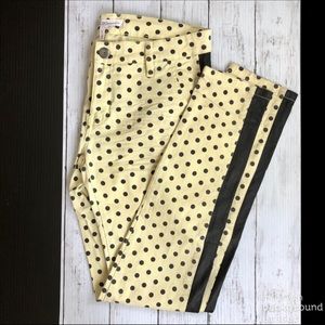 BCBGENERATION Polka Dot Jeans w/ Faux Leather Trim